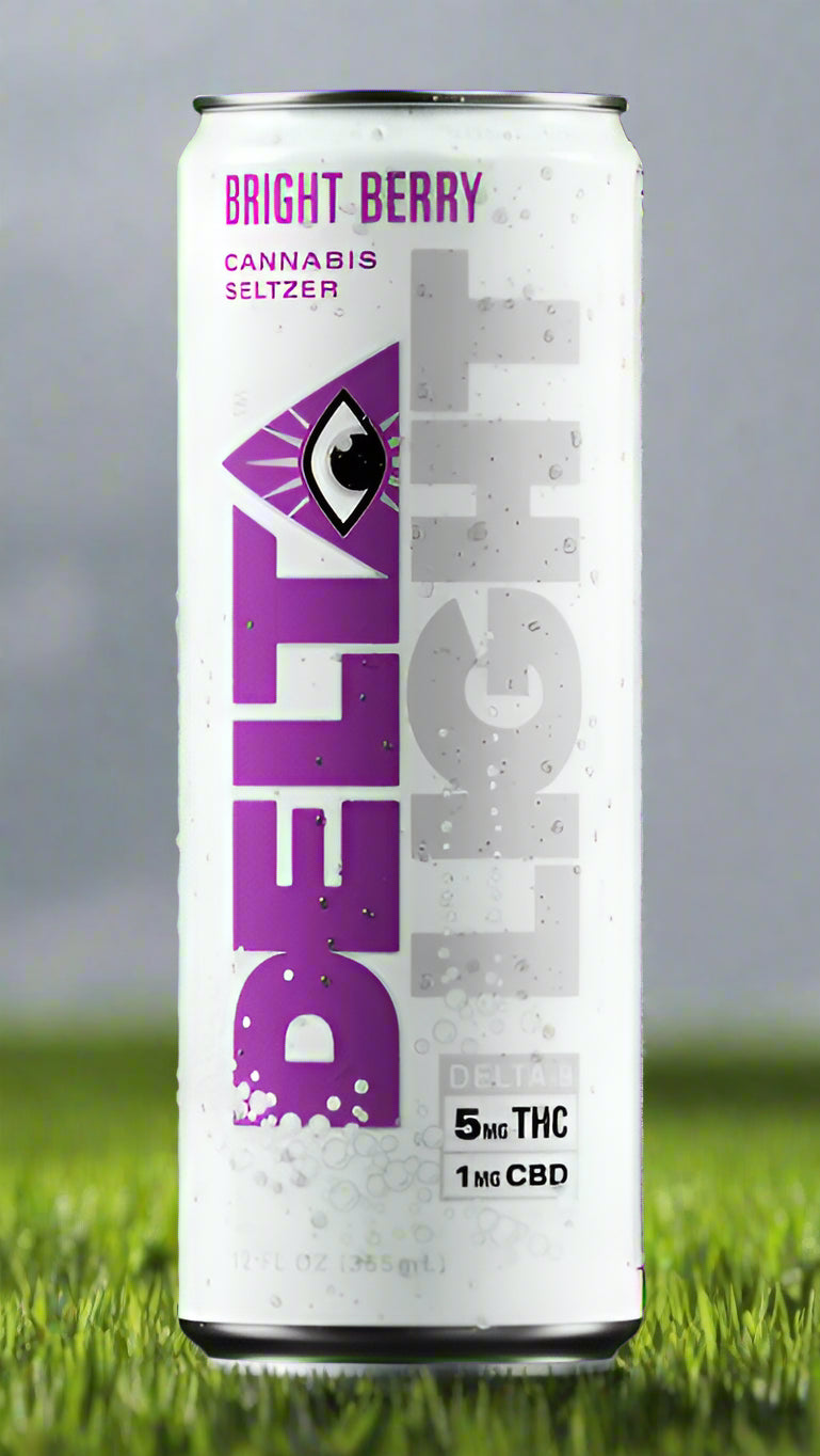Can of Delta 8 THC product with bright berry flavor 5mg THC 1mg CBD